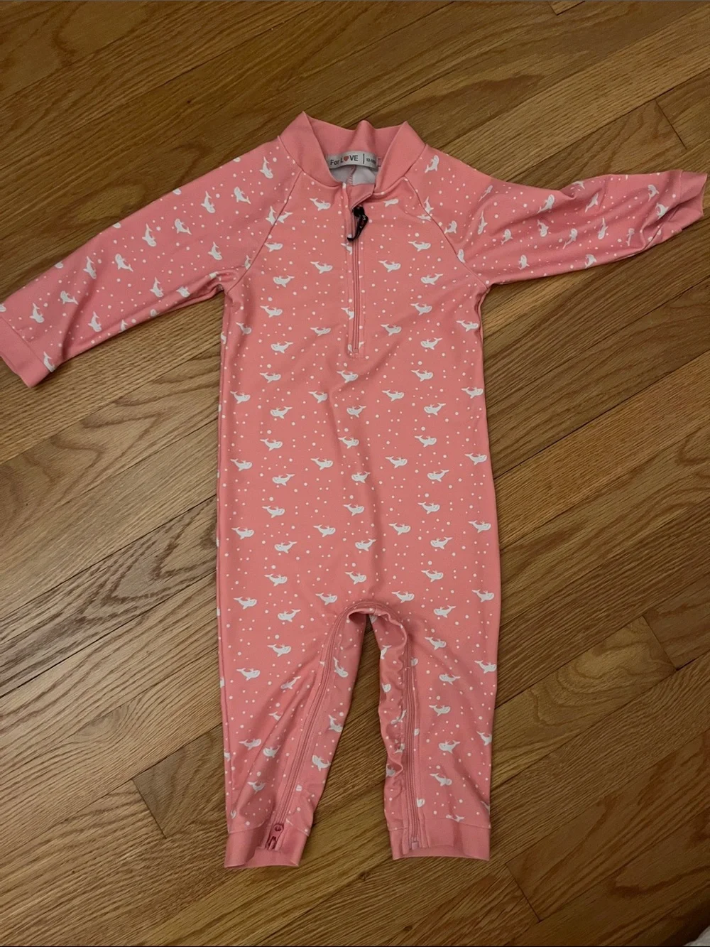 Pink Whale-Print baby full coverage swim UPF 50+